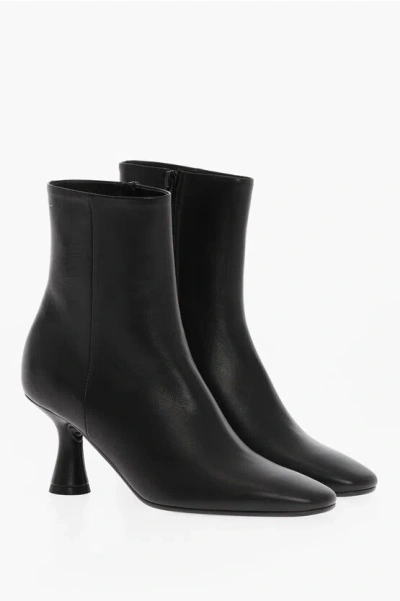 Maison Margiela Mm6 Zipped Leather Booties 8cm In Black