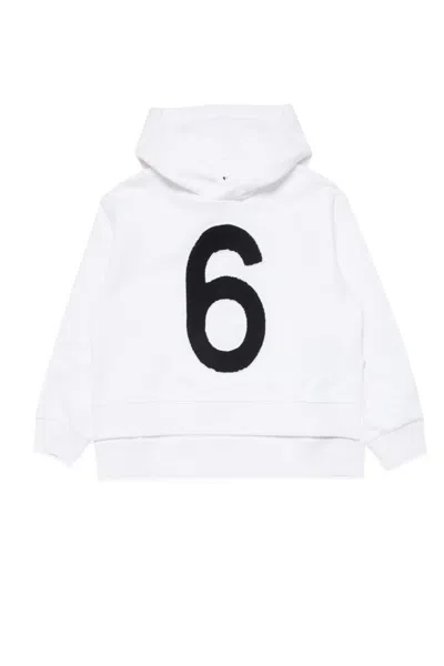 Maison Margiela Kids' Mm6s87u Sweat-shirt  Hooded Sweatshirt With Inlay 6 Logo In White