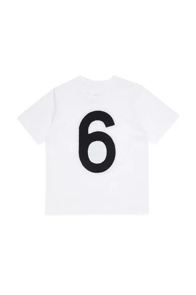 Maison Margiela Kids' Mm6t88u T-shirt  Inlay 6 Logo T-shirt In White