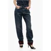 Maison Margiela Mm8 Pendleton High-waisted Denims With Wool Women's Hem In Gray