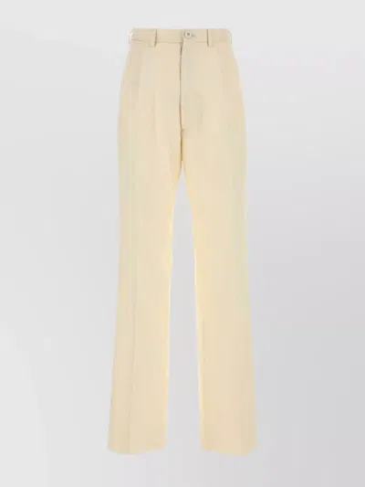 Maison Margiela Mohair Blend Pant With Pockets And Belt Loops In Neutral