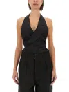 Maison Margiela Slim Fit Mohair Blend Vest In Black