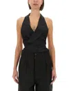 Maison Margiela Slim Fit Mohair Blend Vest In Black