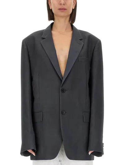 Maison Margiela Single-breasted Mohair Blazer In Grey