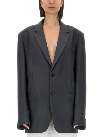 Maison Margiela Oversized Mohair Wool Blazer In Grey