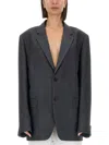 Maison Margiela Oversized Mohair Wool Blazer In Grey