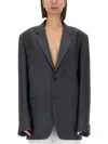 Maison Margiela Oversized Mohair Wool Blazer In Grey