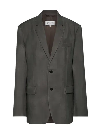 Maison Margiela Four-stitch Single-breasted Blazer In Grey