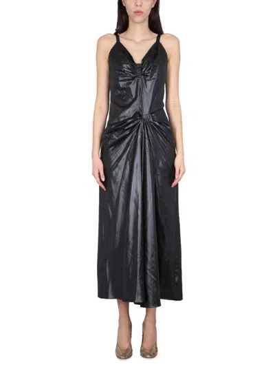 Maison Margiela Moiré Polyester Dress In Black