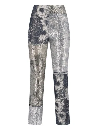 Maison Margiela Monochrome Patchwork Floral Sequin Trousers In Animal Print