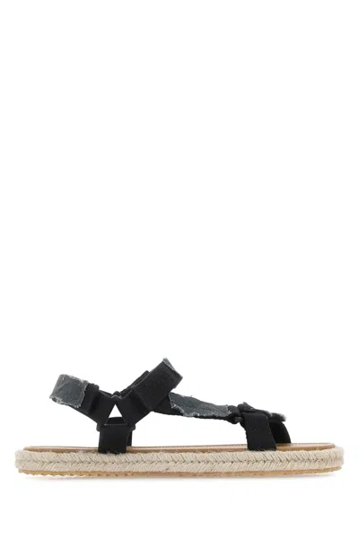 Maison Margiela Textured Fabric Strappy Trek Sandals In Black