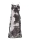 Maison Margiela Lace Trim Abstract-print Midi Slip Dress In Multicolor