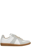 Maison Margiela Women Replica Low-top Leather Sneakers With Suede Inserts In White