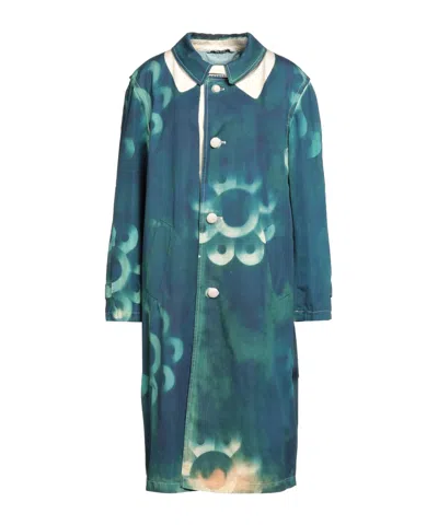 Maison Margiela Multicolor Long-sleeve Coat In Blue