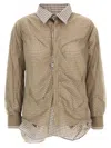 Maison Margiela Layered Checked Cotton-poplin And Organza Shirt In Brown