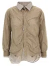 Maison Margiela Layered Checked Cotton-poplin And Organza Shirt In Brown