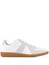 Maison Margiela Off White Leather And Grey Suede Replica Sneakers In White