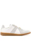 Maison Margiela Women Replica Low-top Leather Sneakers With Suede Inserts In White