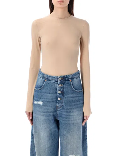Maison Margiela Natural Crewneck Bodysuit In Beige