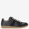 Maison Margiela Casual Low Top Sneakers With Suede Panels In Black