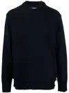 Maison Margiela Navy Blue Wool-linen Blend Jumper In Navy Blue
