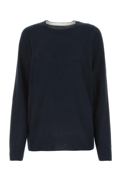 Maison Margiela Navy Crewneck Sweater In 511 Navy Blu