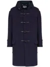 Maison Margiela Men's Coat With Frogs And Hood In Blue