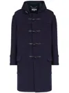Maison Margiela Men's Coat With Frogs And Hood In Blue