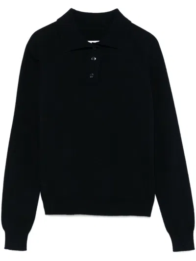Maison Margiela Wool Polo Shirt In Black