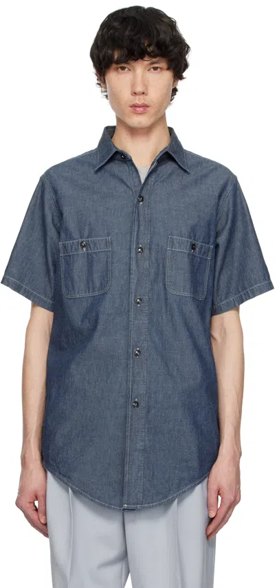 Maison Margiela Navy Broadcloth Shirt In 470 Charcoal