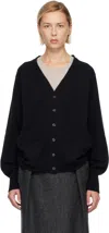 Maison Margiela Navy Cashmere Cardigan In Black
