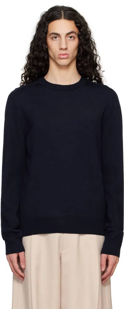 Maison Margiela Navy Elbow Patch Sweater In 524m Dark Blue