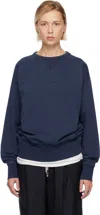 Maison Margiela Navy Embroidered Logo Sweatshirt In Blue