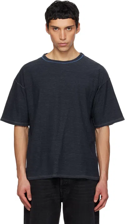 Maison Margiela Minimalist White T-shirt With Classic Crew Neckline In Blue