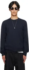 Maison Margiela Navy Suede Elbow Patch Sweater In Blue