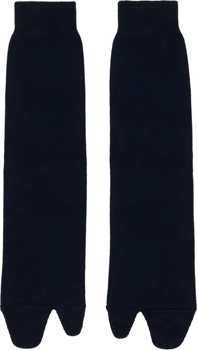 Maison Margiela Navy Tabi Socks In 524 Navy Blue