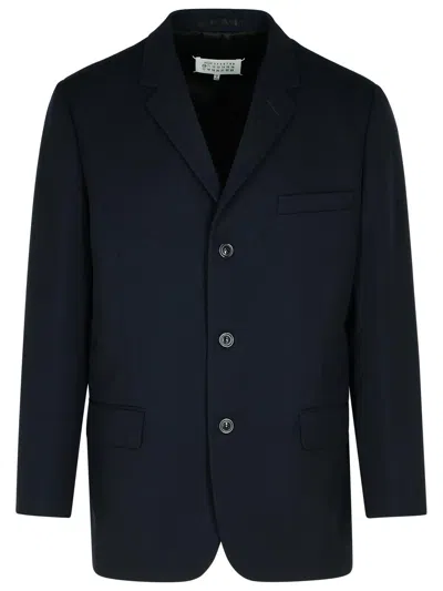 Maison Margiela Navy Virgin Wool Blazer In Blue