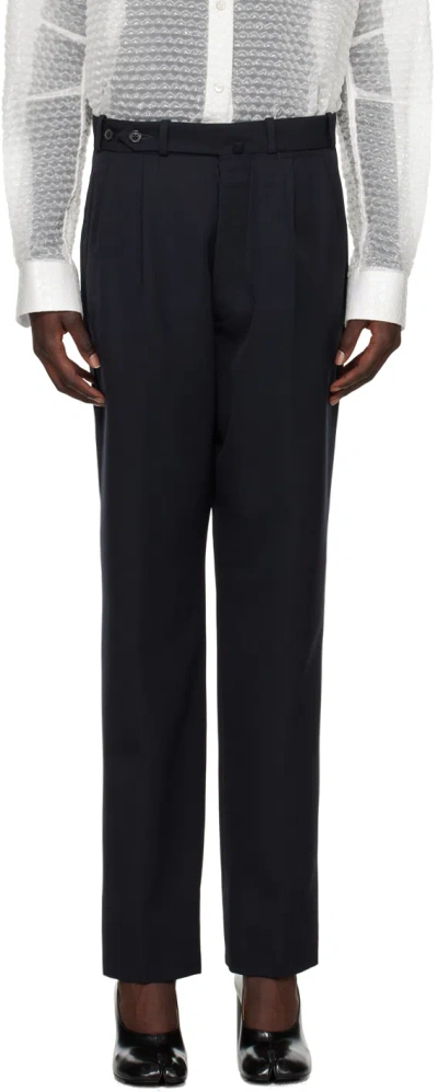 Maison Margiela Navy Virgin Wool Trousers In 510 Navy
