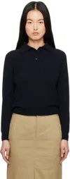 Maison Margiela Navy Wool Polo In 511 Navy