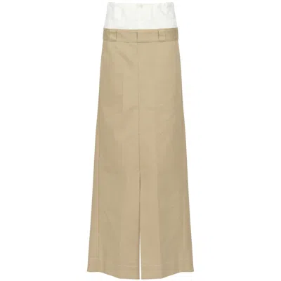 Maison Margiela Double Waisted Long Skirt In Brown