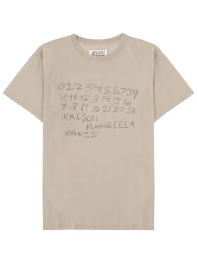 Maison Margiela Neutrals Handwritten Style Front Print T-shirt In Gray