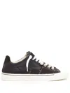 Maison Margiela Woman Black Leather And Canvas New Evolution Sneakers
