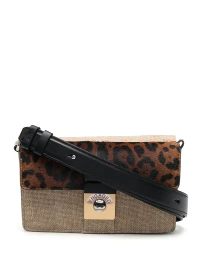 Maison Margiela Leopard-print Panel Shoulder Bag In Neutrals