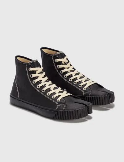 Pre-owned Maison Margiela New — Tabi Canvas Hi-top Sneakers In Black