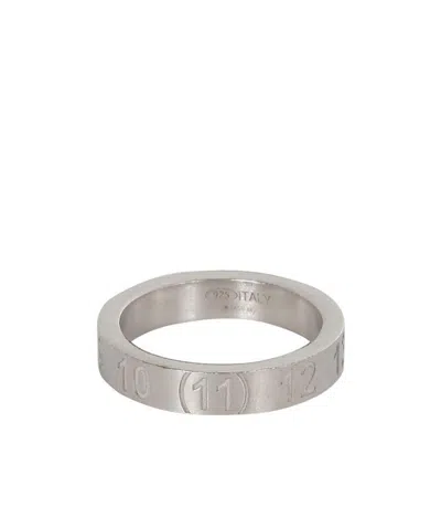 Maison Margiela Number-engraved Brushed Silver Ring In White