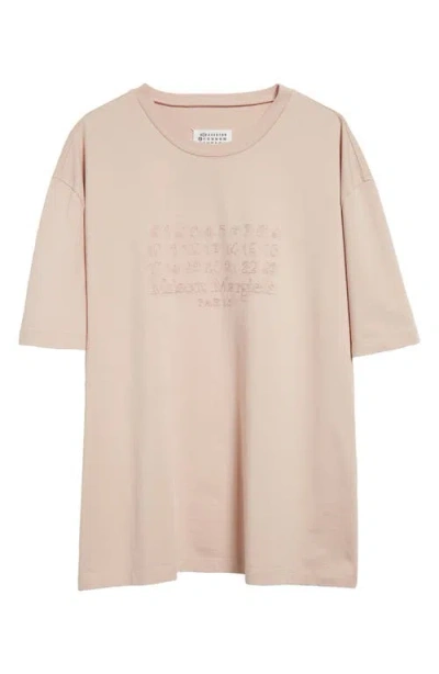 Maison Margiela Number Logo Embroidered Cotton T-shirt In Buff