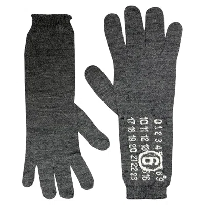 Maison Margiela Number Logo Wool Glove Dark Grey In Gray