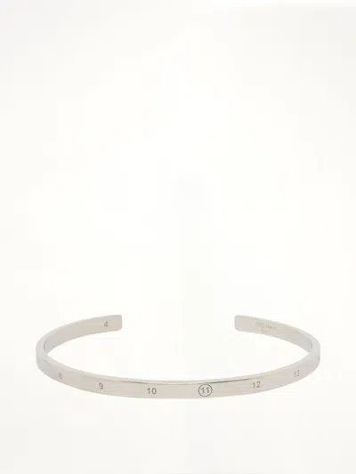 Maison Margiela Number Reference Cuff Bracelet In Silver