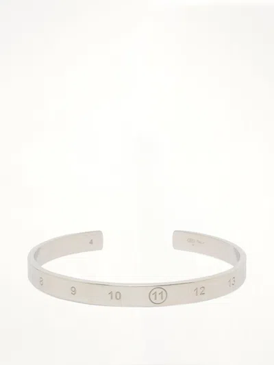 Maison Margiela Number Reference Cuff 6.5mm In Silver
