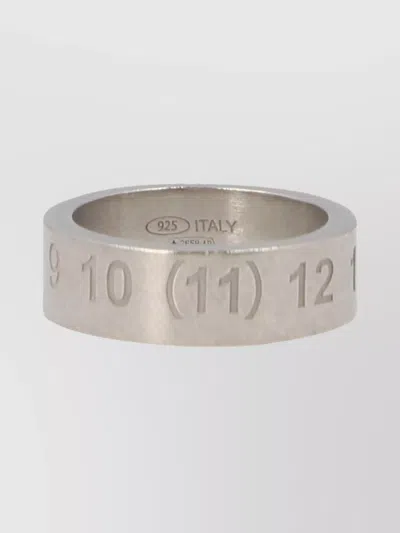 Maison Margiela Numbered Engraving Wide Band Ring In Grey